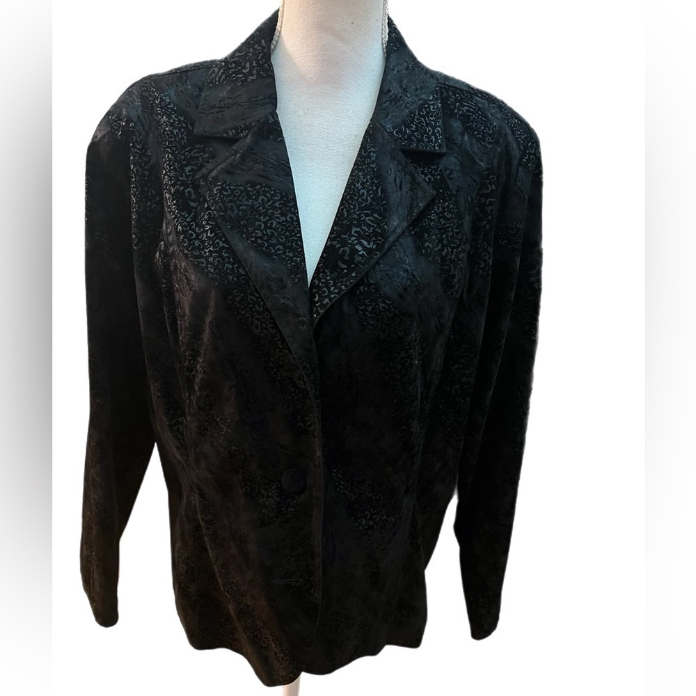 Bamboo Traders Women’s Blazer/jacket Size XL Black Faux Suede Feel Lined
